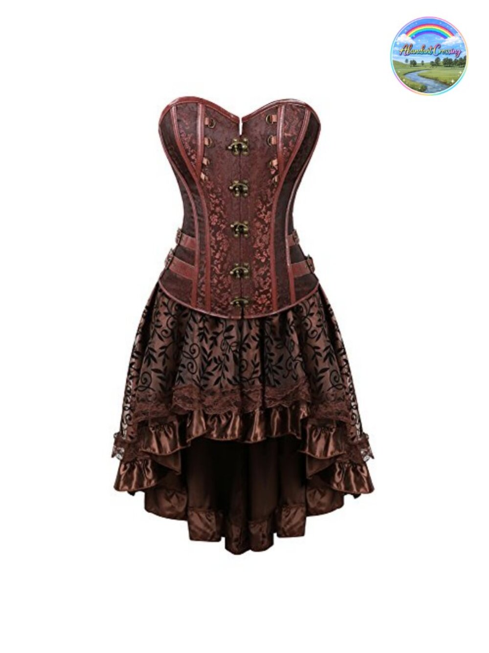 Steampunk Corset Dress Bustier Top with Gothic Skirt Burlesque Halloween Costume